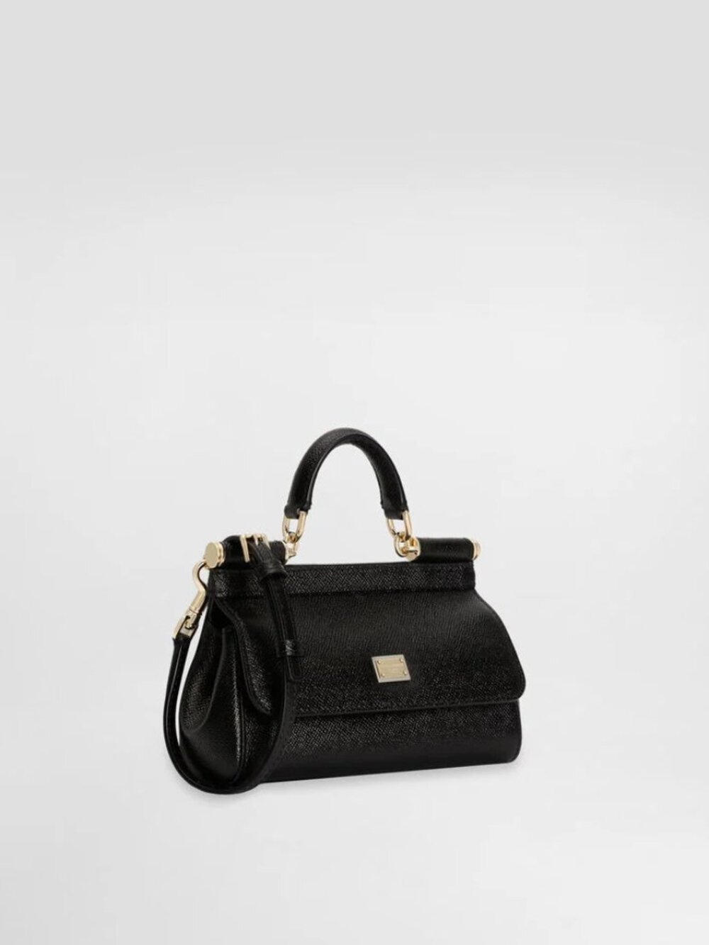 NWT - Dolce & Gabbana Black Sicily Mini Dauphine Leather Handbag - Picture 3 of 13